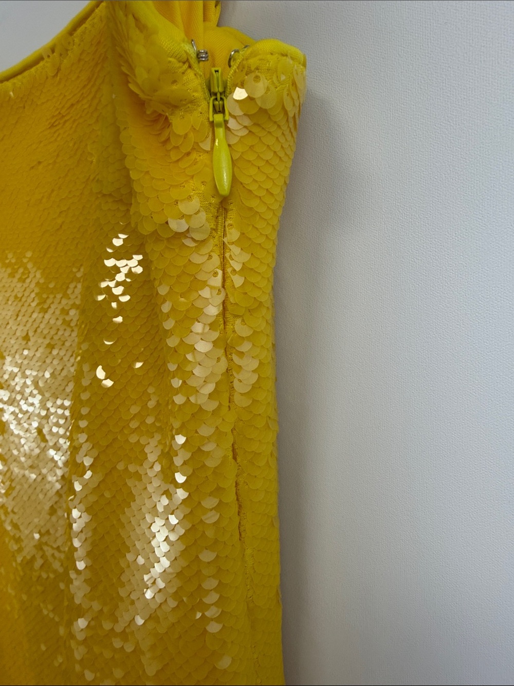 Susana Monaco Glow Up Yellow Sequin Strappy Mini Dress Size 4 - Picture 5 of 8